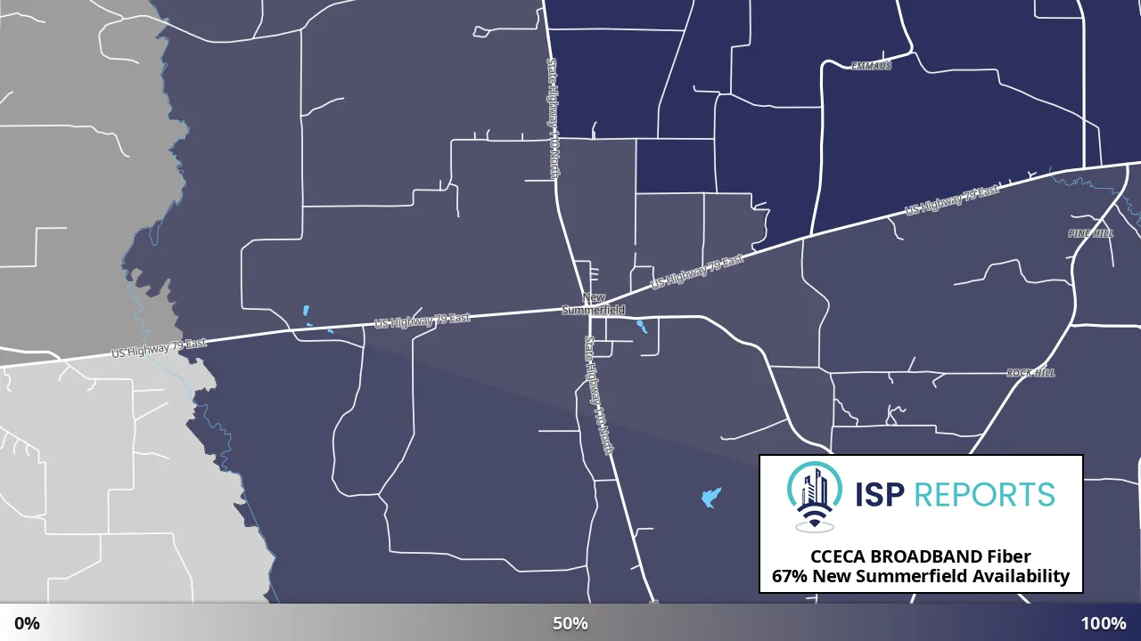 New Summerfield, TX map of internet availability