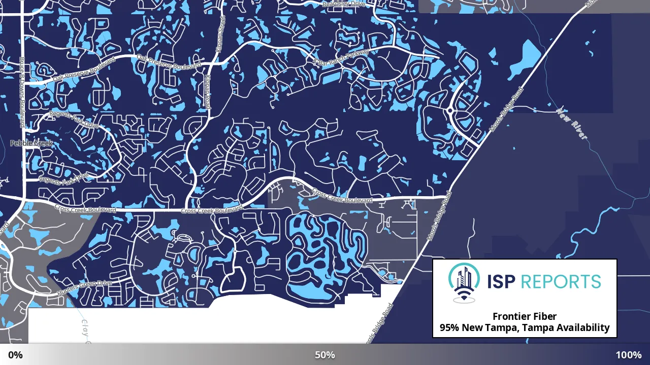 New Tampa, Tampa, FL map of internet availability
