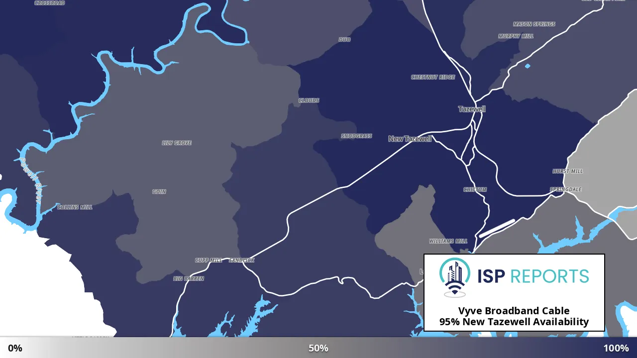 New Tazewell, TN map of internet availability