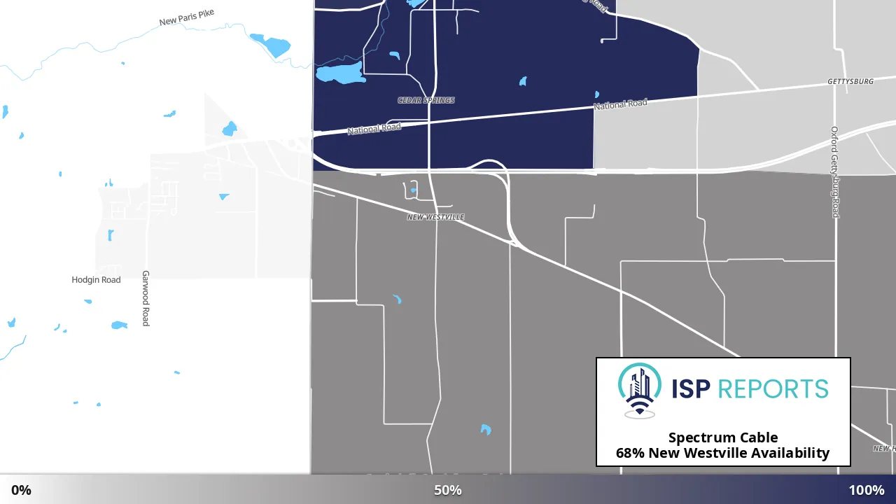 New Westville, OH map of internet availability