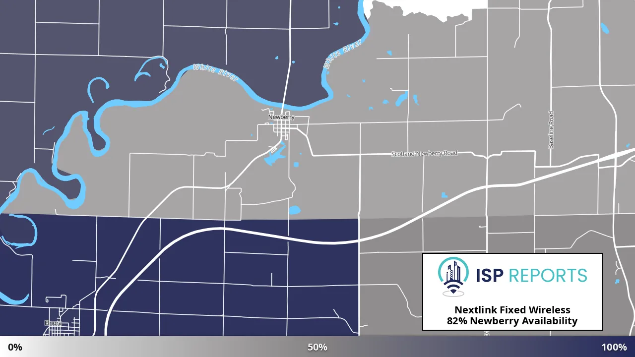 Newberry, IN map of internet availability