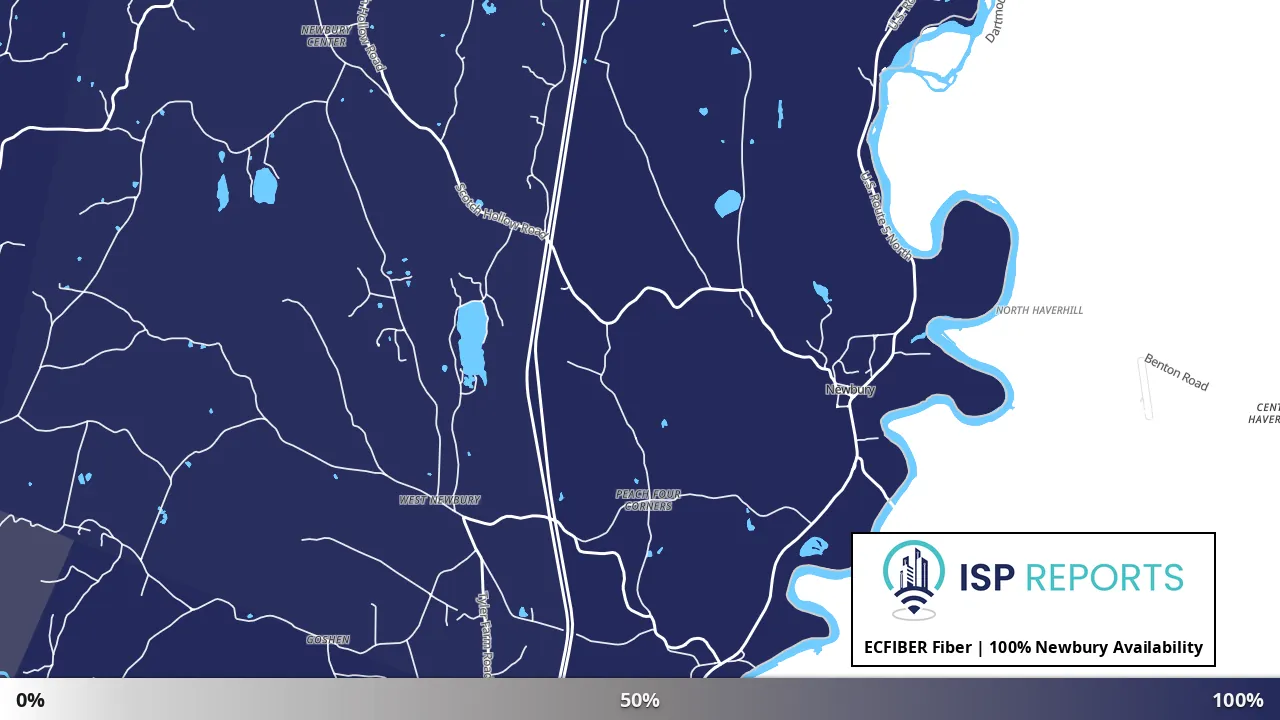 Newbury, VT map of internet availability