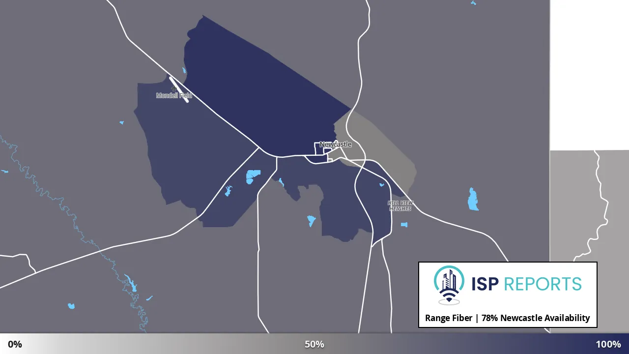 Newcastle, WY map of internet availability