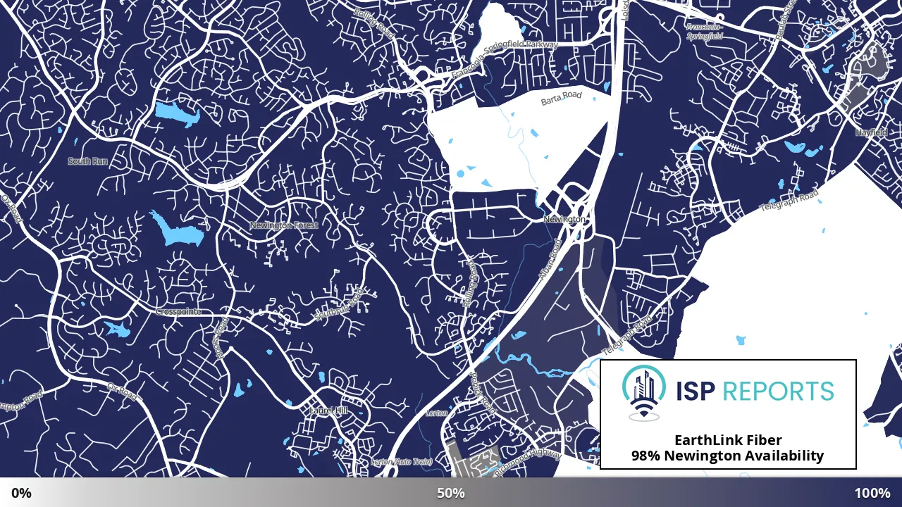 Newington, VA map of internet availability