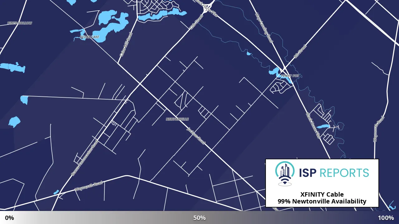 Newtonville, NJ map of internet availability