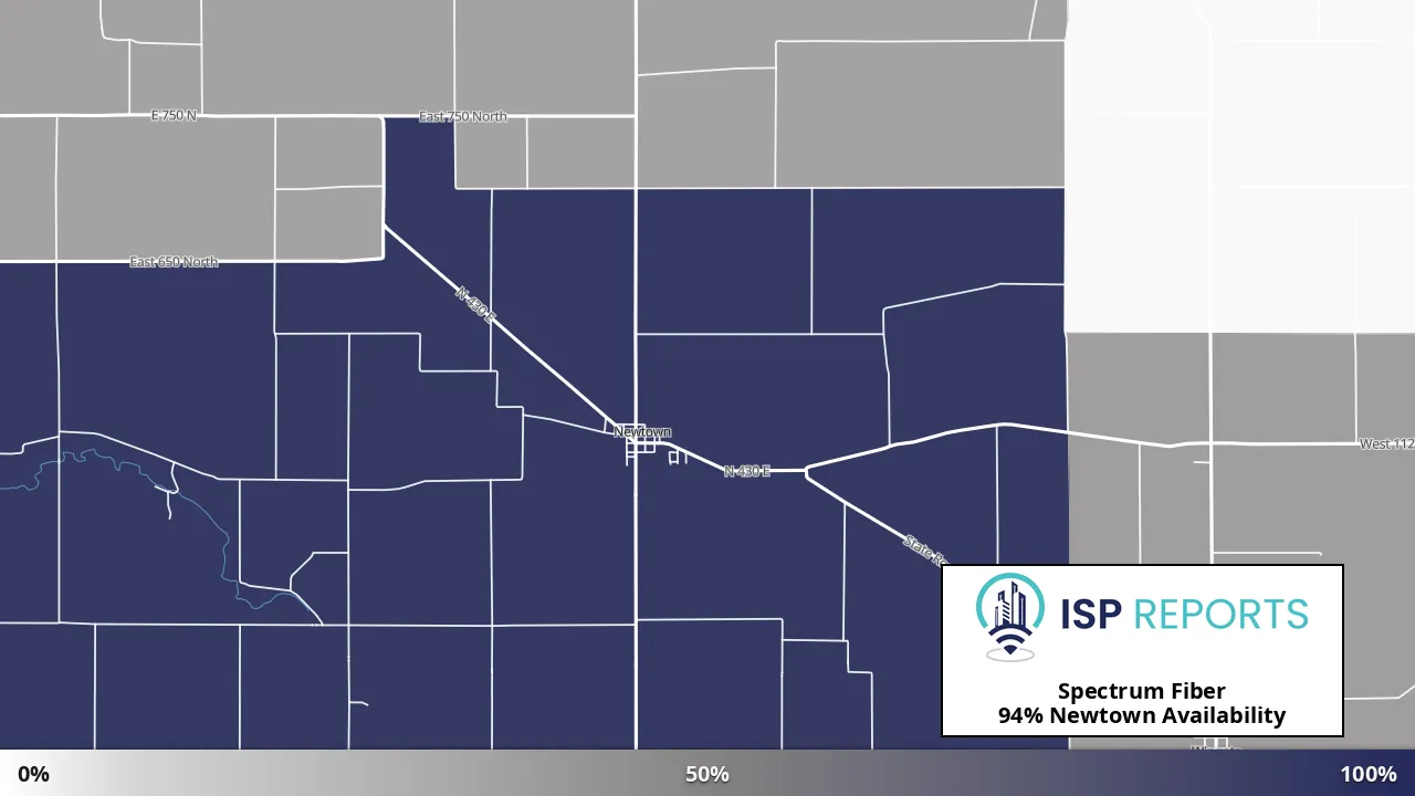 Newtown, IN map of internet availability