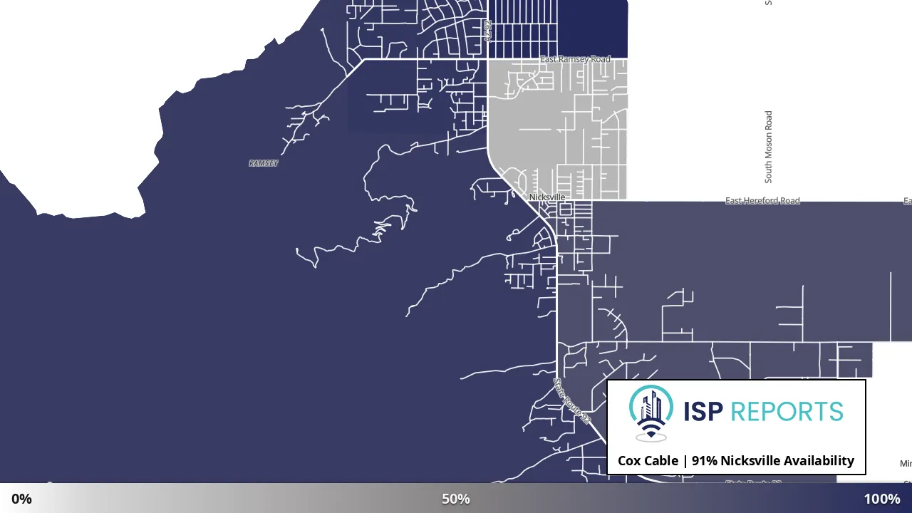 Nicksville, AZ map of internet availability