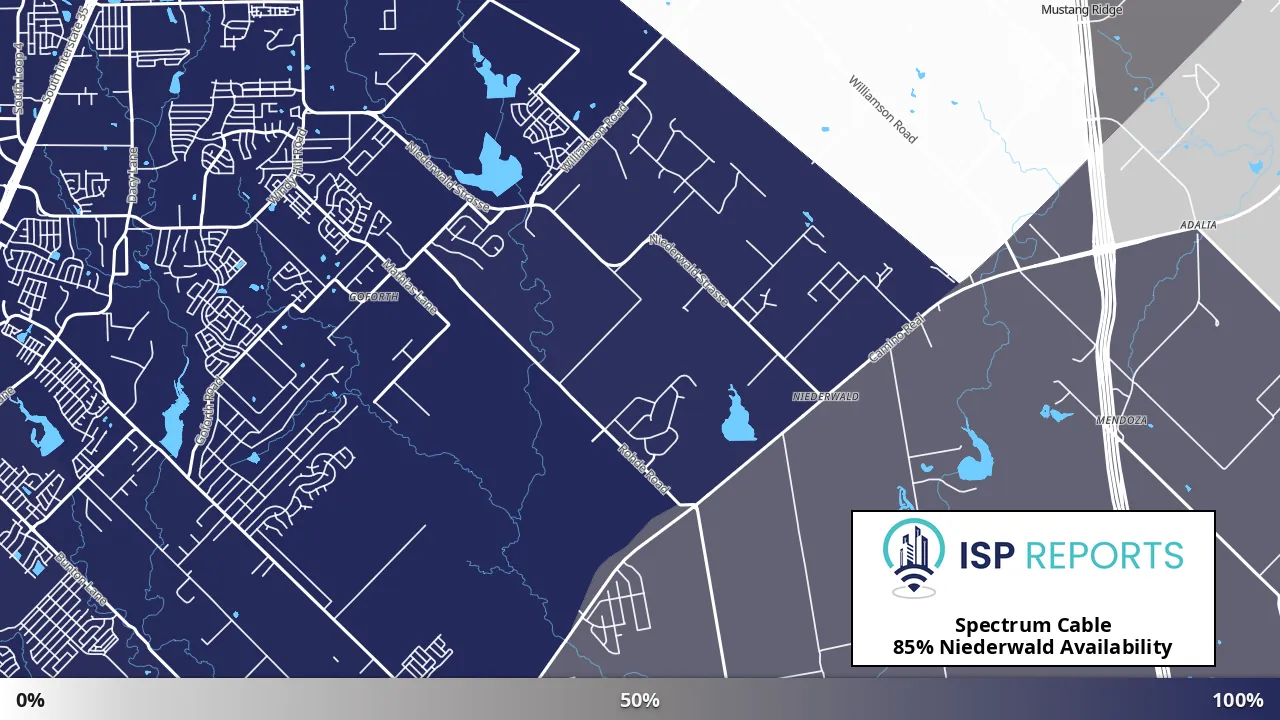 Niederwald, TX map of internet availability