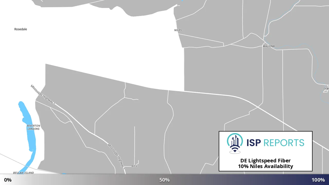 Niles, MS map of internet availability