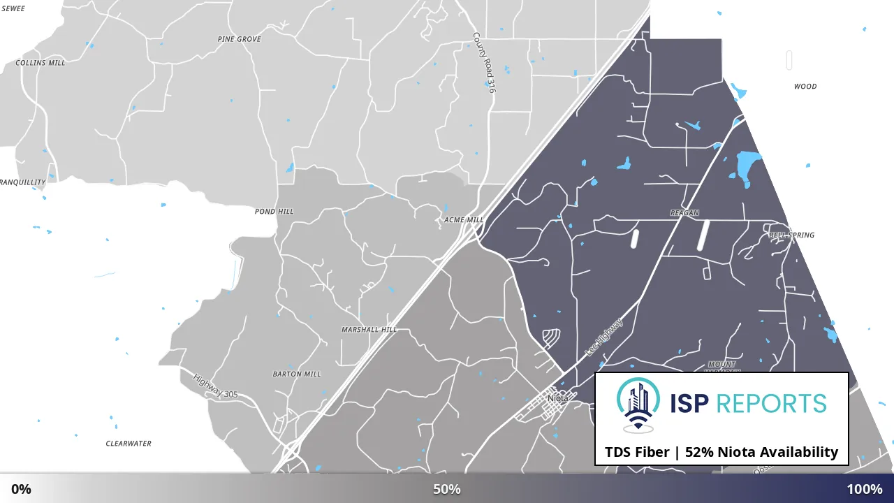 Niota, TN map of internet availability