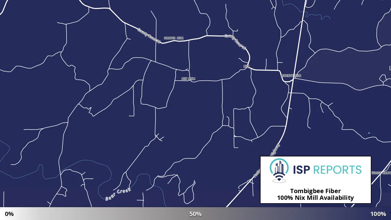 Nix Mill, AL map of internet availability
