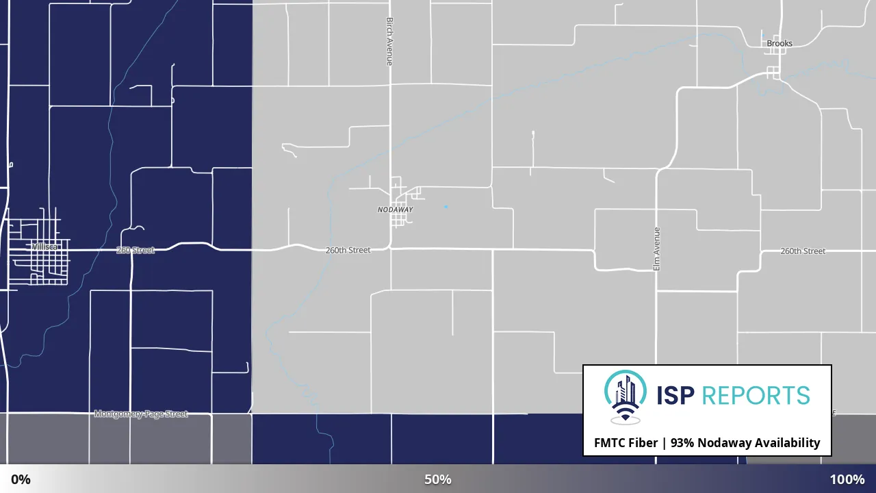 Nodaway, IA map of internet availability