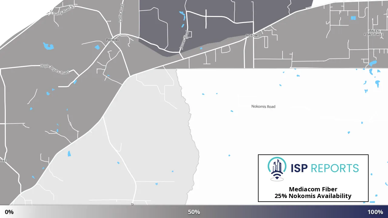 Nokomis, AL map of internet availability