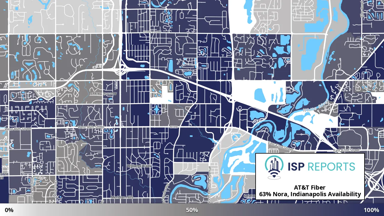 Nora, Indianapolis, IN map of internet availability