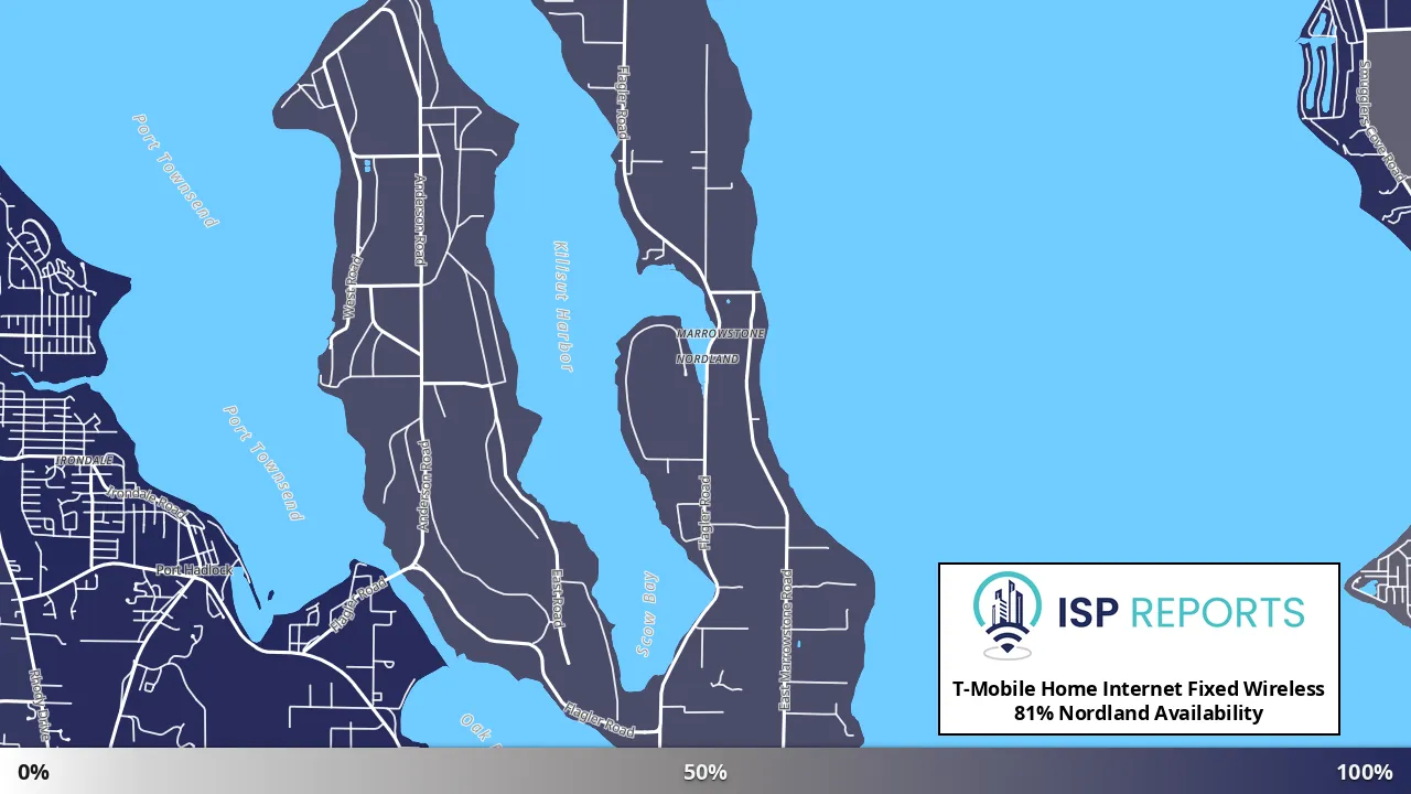 Nordland, WA map of internet availability