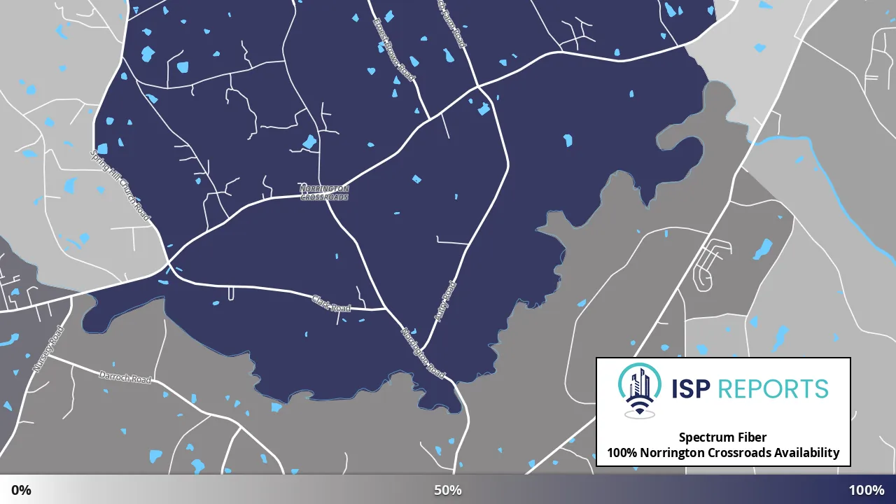 Norrington Crossroads, NC map of internet availability