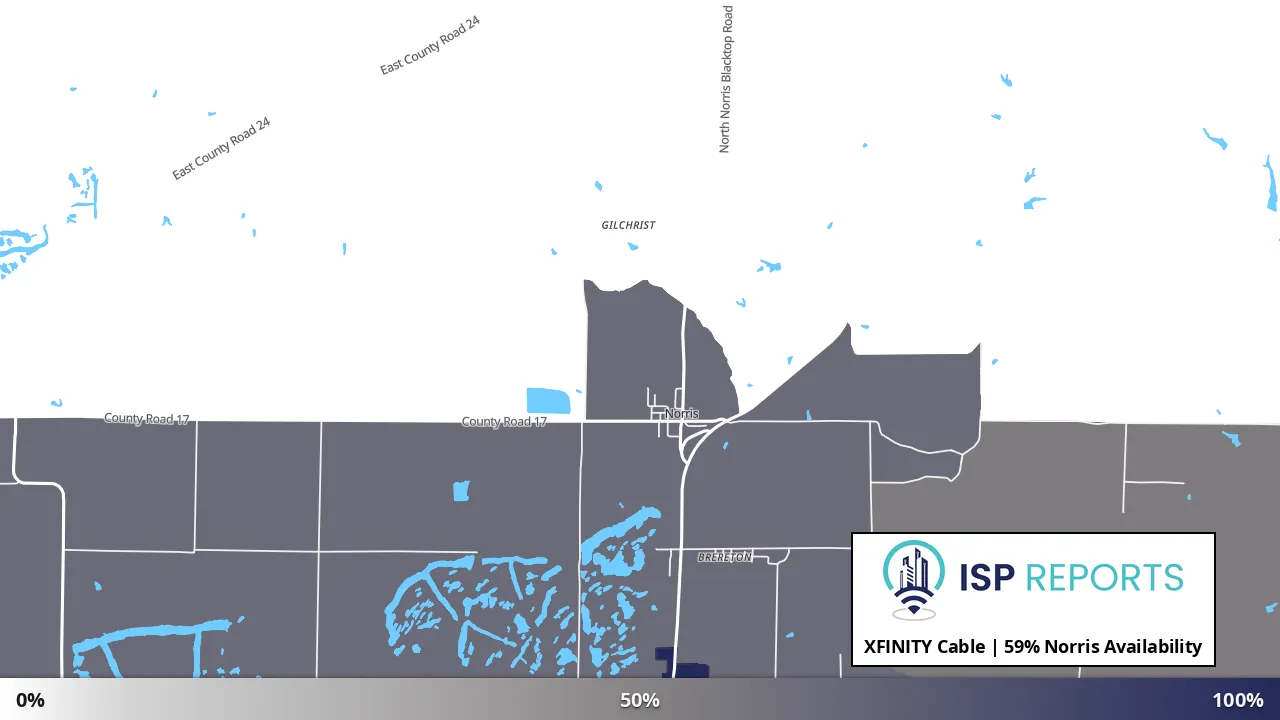 Norris, IL map of internet availability