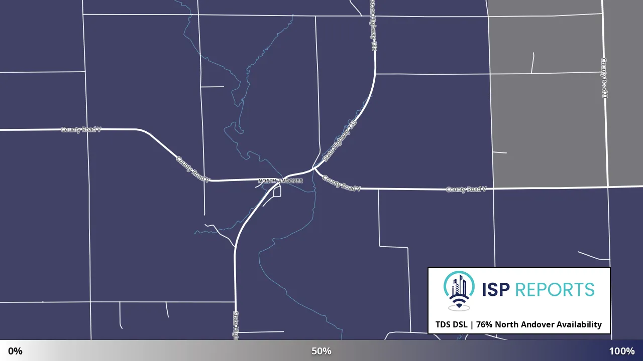 North Andover, WI map of internet availability