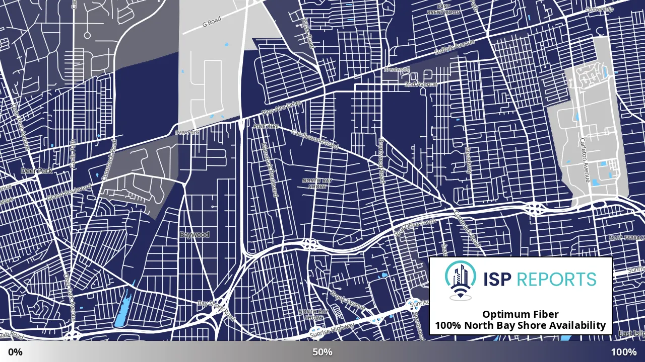 North Bay Shore, NY map of internet availability
