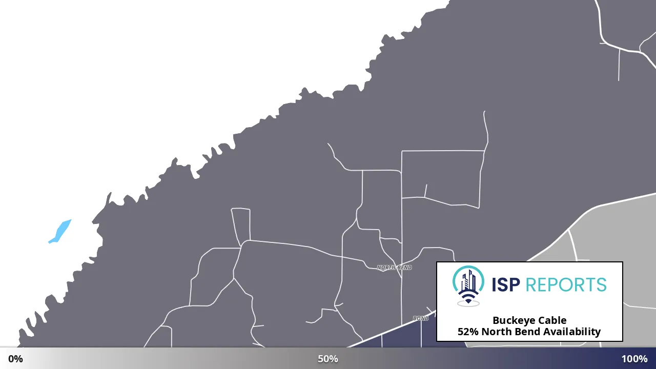 North Bend, MS map of internet availability