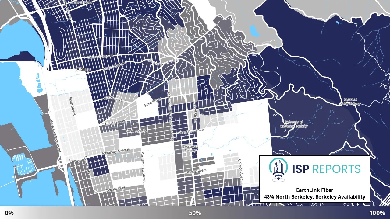 North Berkeley, Berkeley, CA map of internet availability