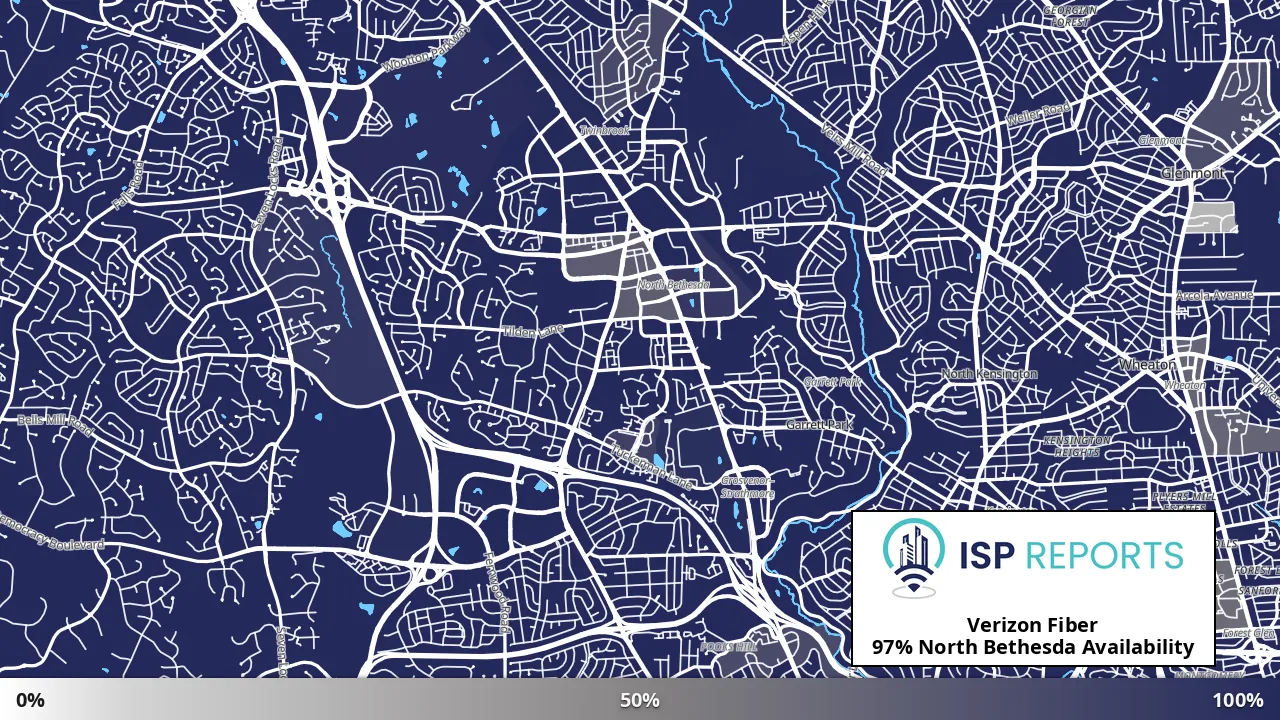 North Bethesda, MD map of internet availability