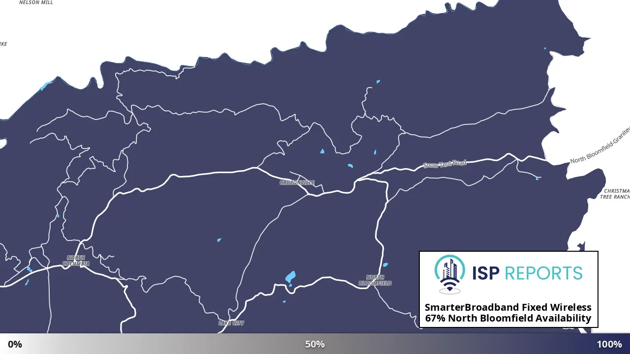 North Bloomfield, CA map of internet availability