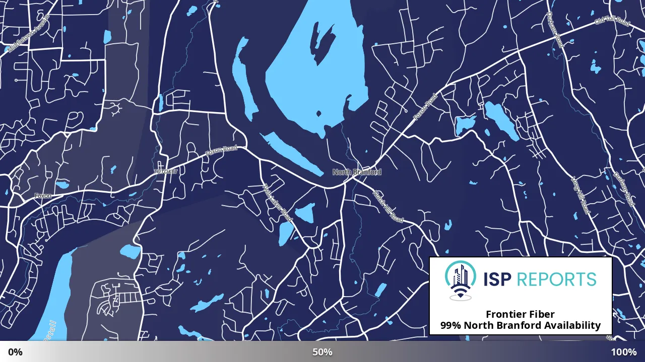 North Branford, CT map of internet availability