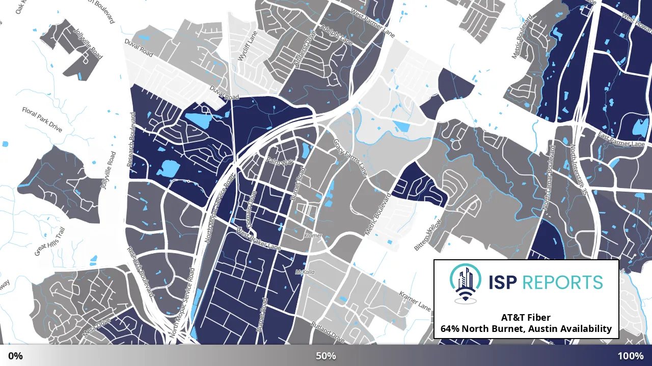 North Burnet, Austin, TX map of internet availability