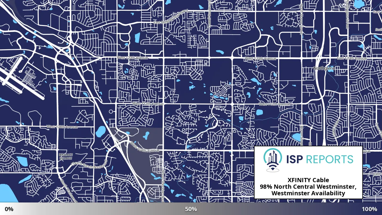 North Central Westminster, Westminster, CO map of internet availability