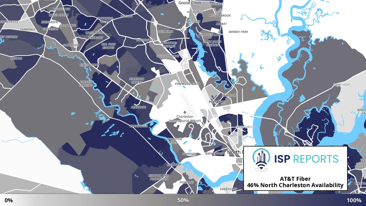 North Charleston, SC map of internet availability