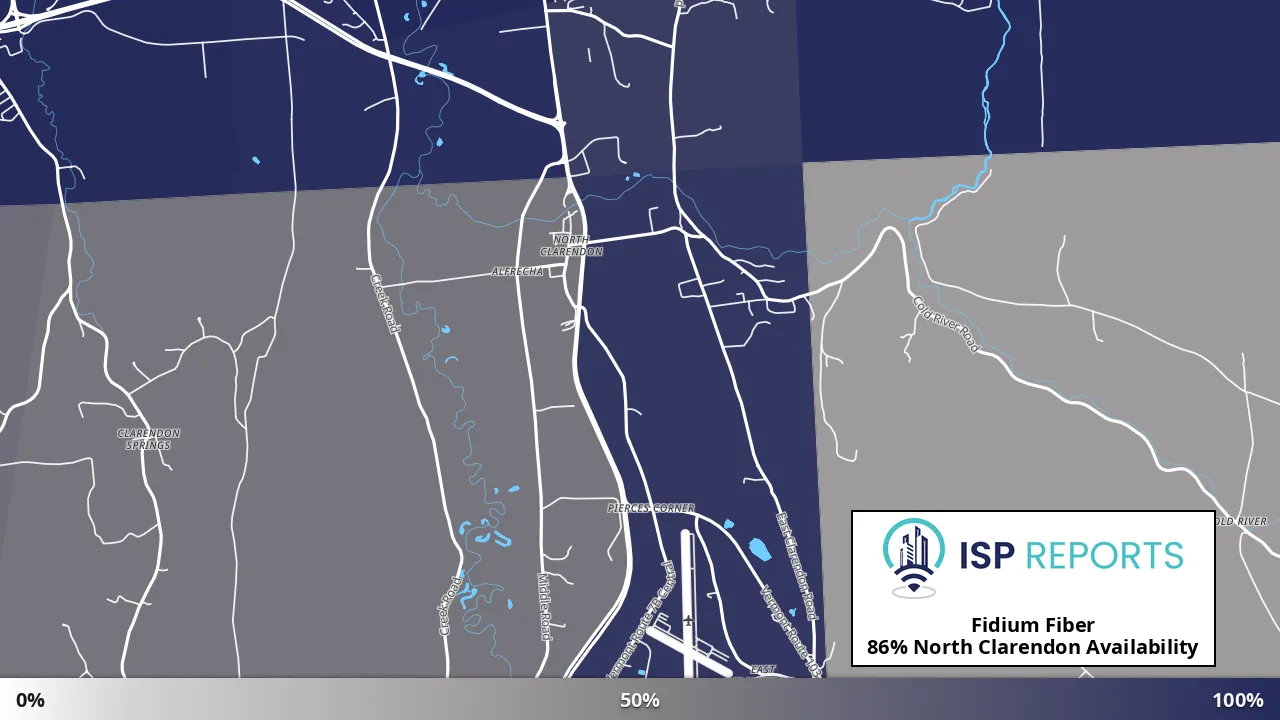 North Clarendon, VT map of internet availability