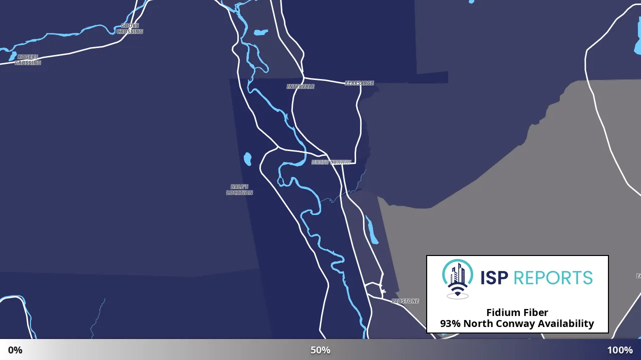 North Conway, NH map of internet availability