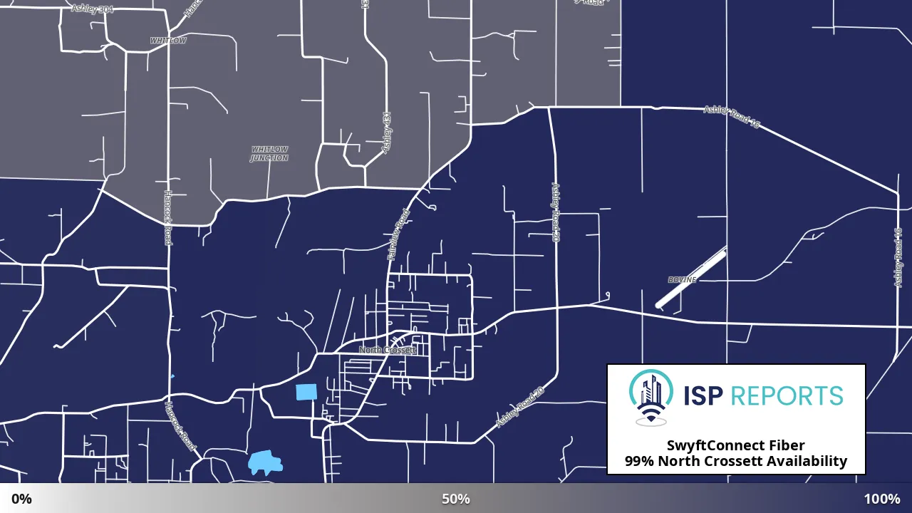 North Crossett, AR map of internet availability