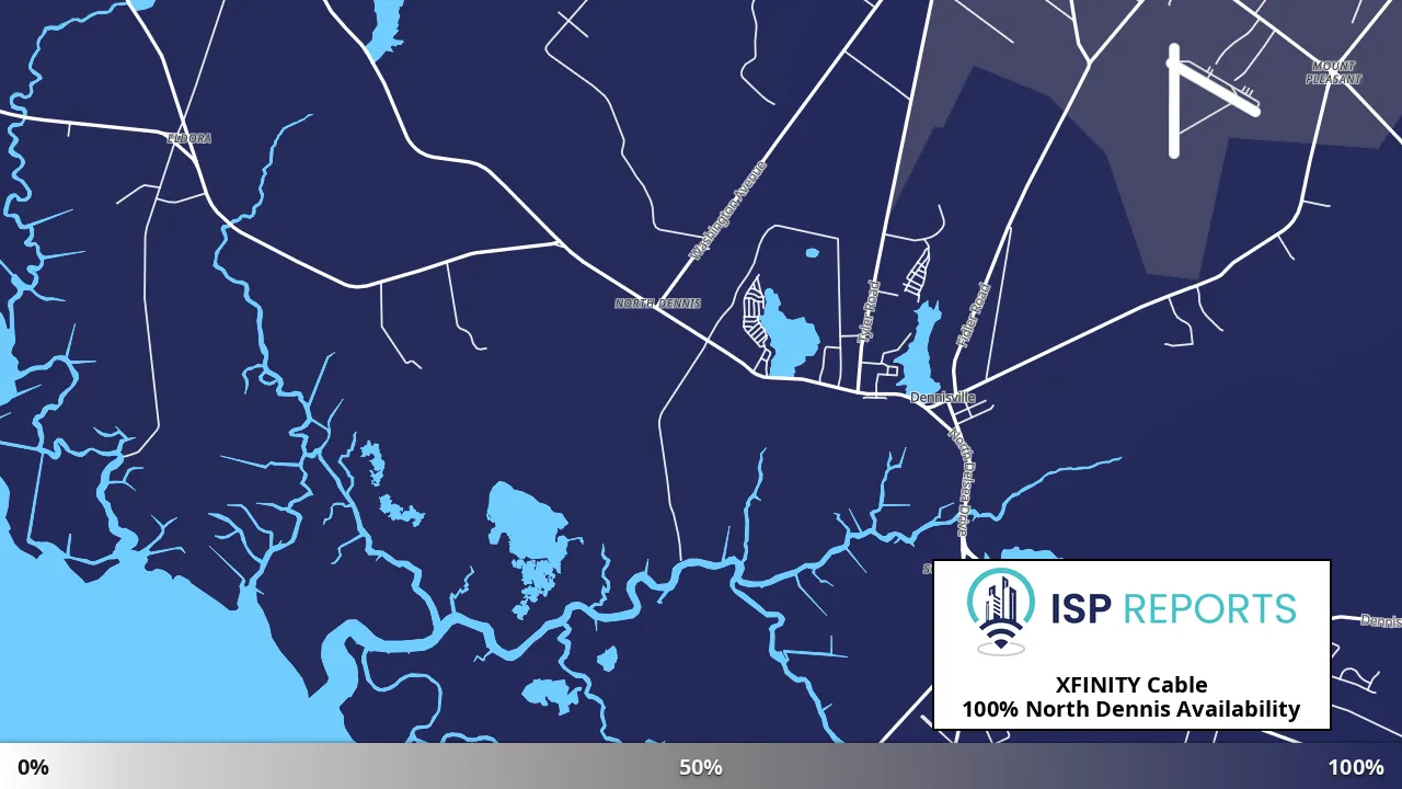 North Dennis, NJ map of internet availability