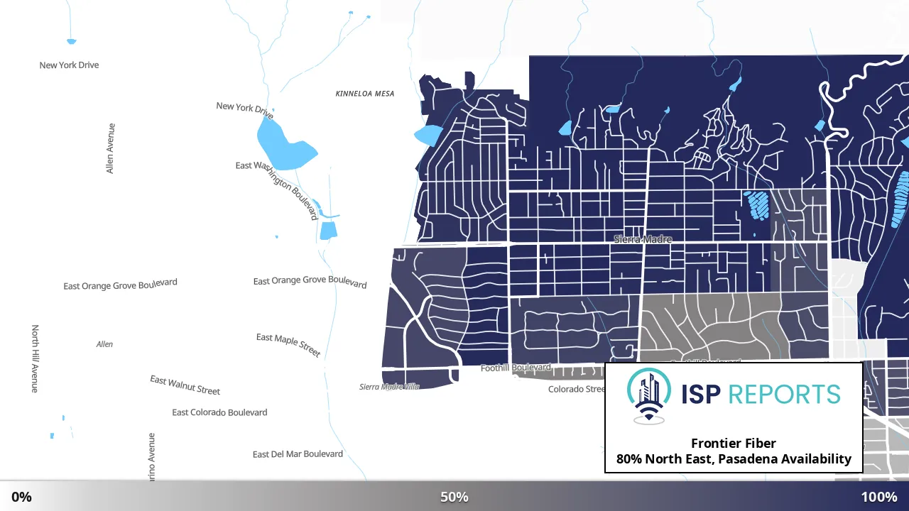 North East, Pasadena, CA map of internet availability