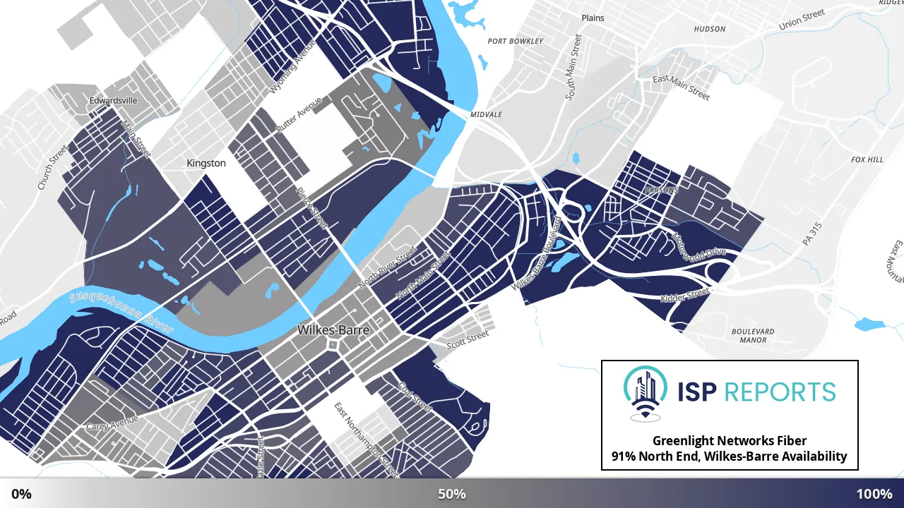North End, Wilkes-Barre, PA map of internet availability