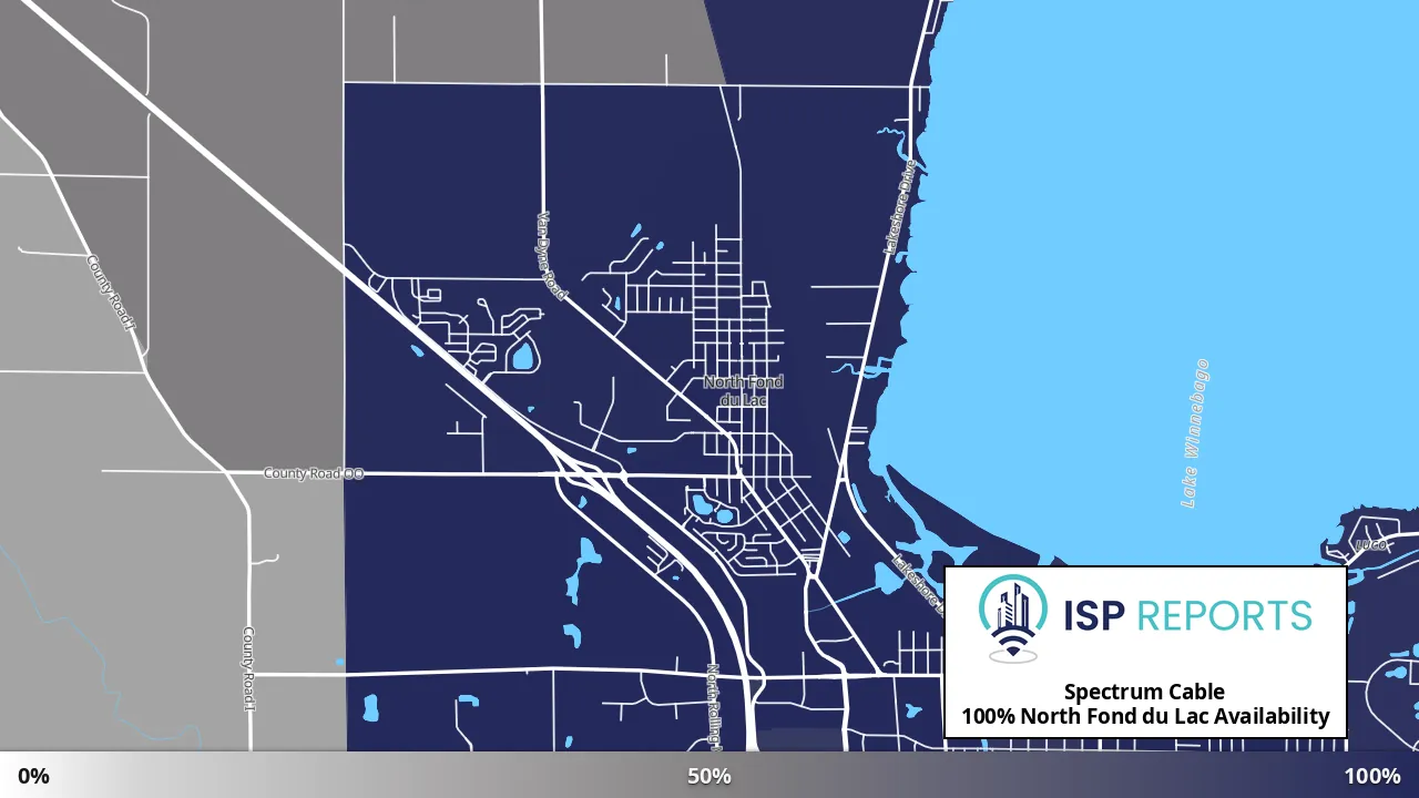 North Fond du Lac, WI map of internet availability