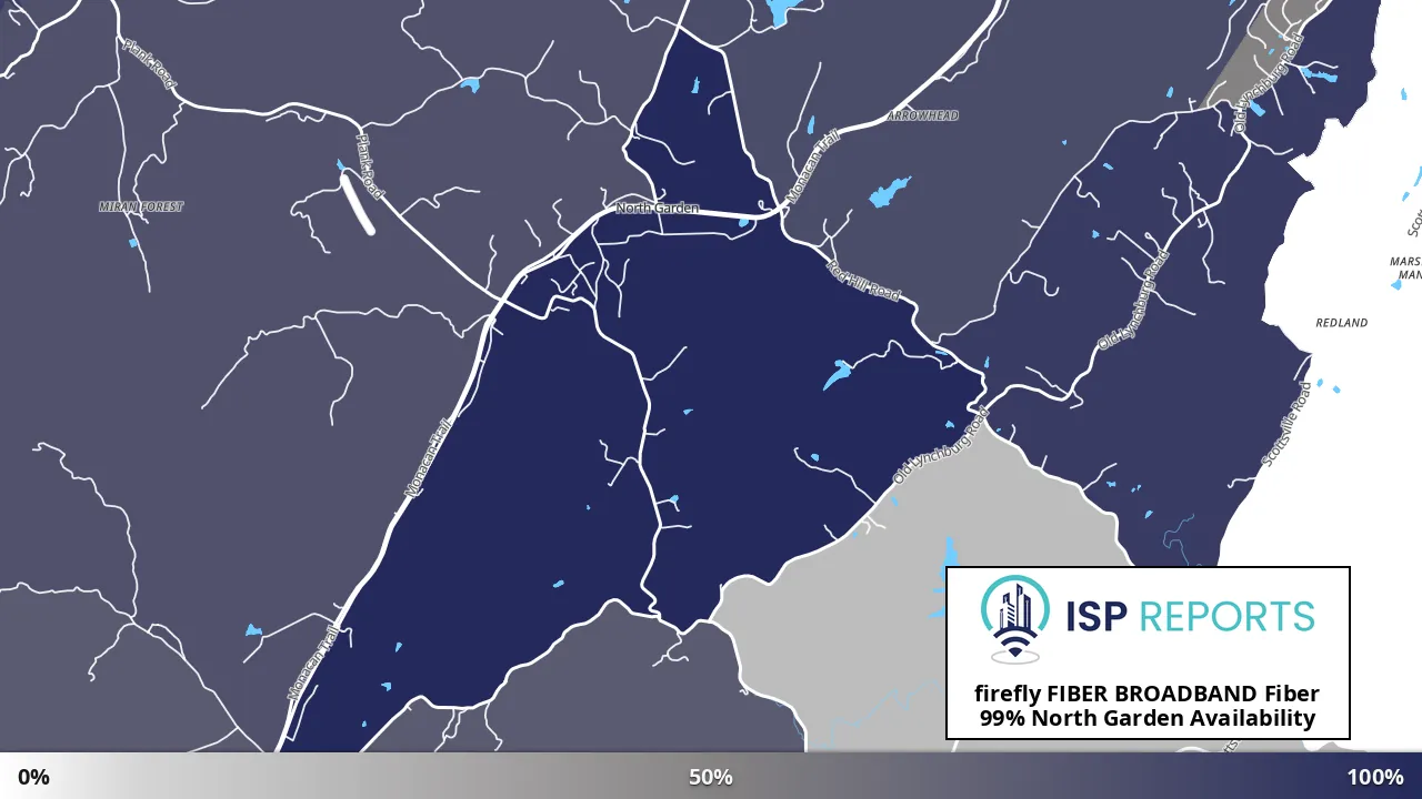 North Garden, VA map of internet availability