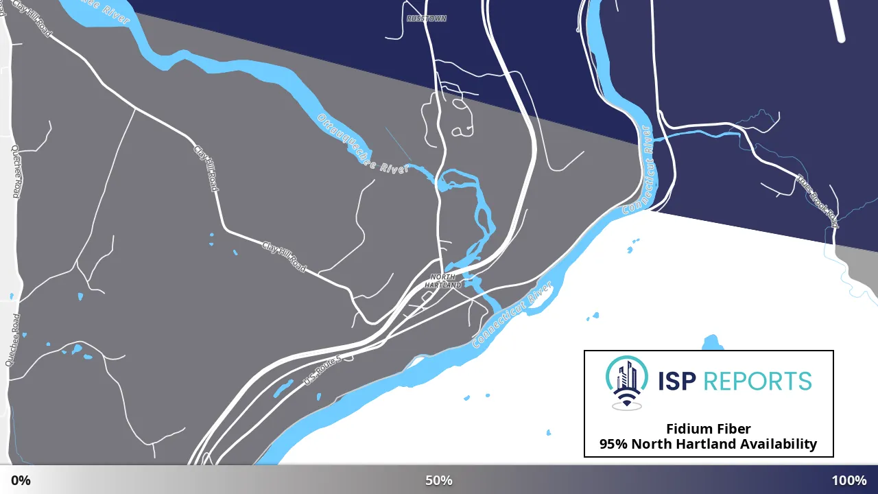 North Hartland, VT map of internet availability