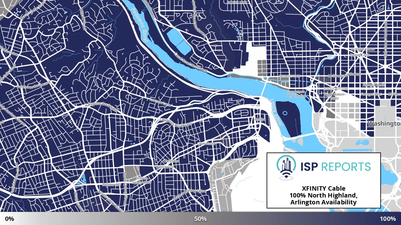 North Highland, Arlington, VA map of internet availability