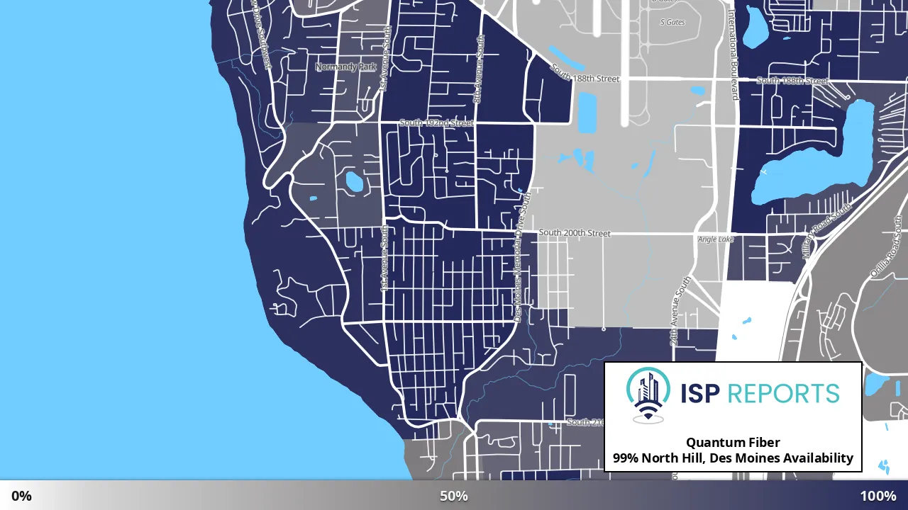 North Hill, Des Moines, WA map of internet availability