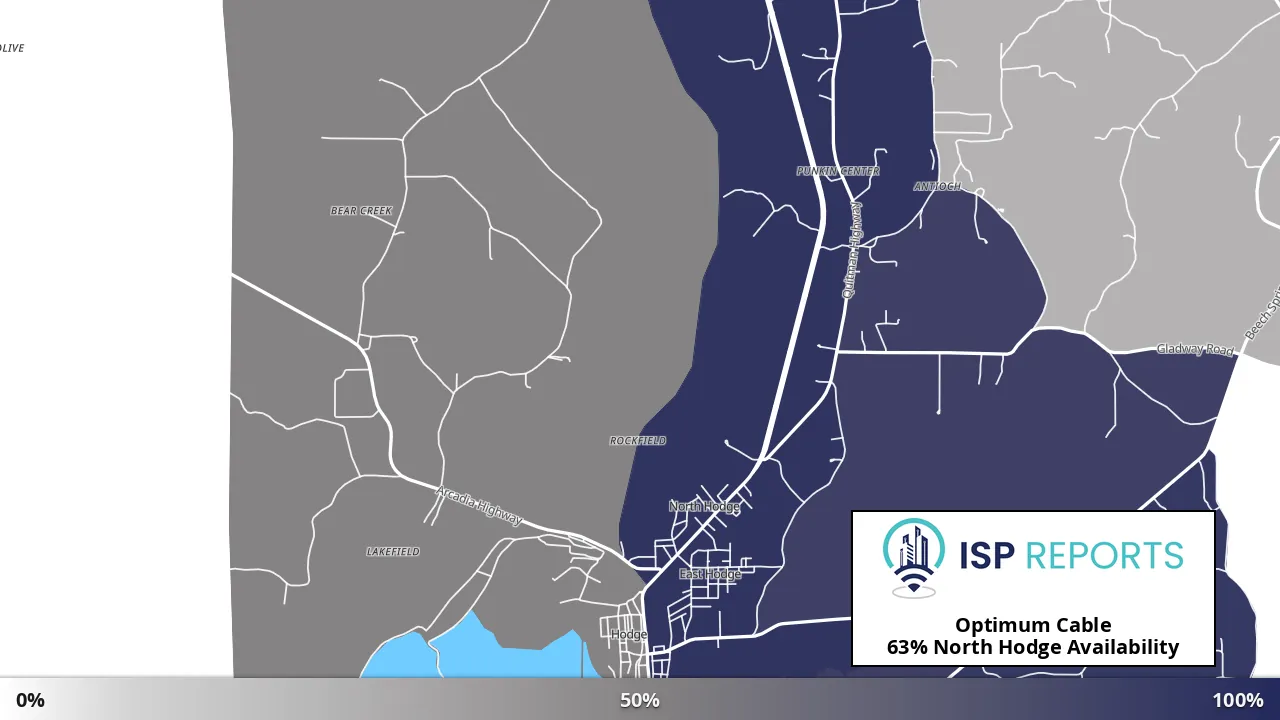 North Hodge, LA map of internet availability
