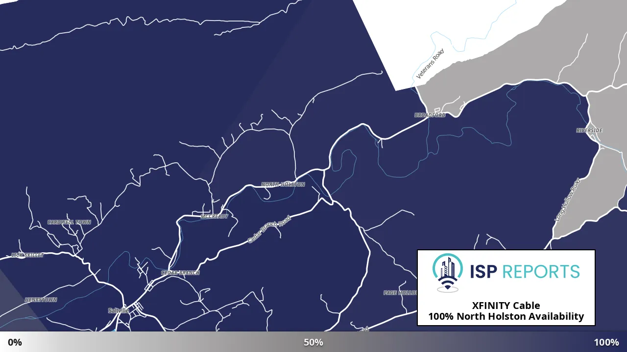 North Holston, VA map of internet availability