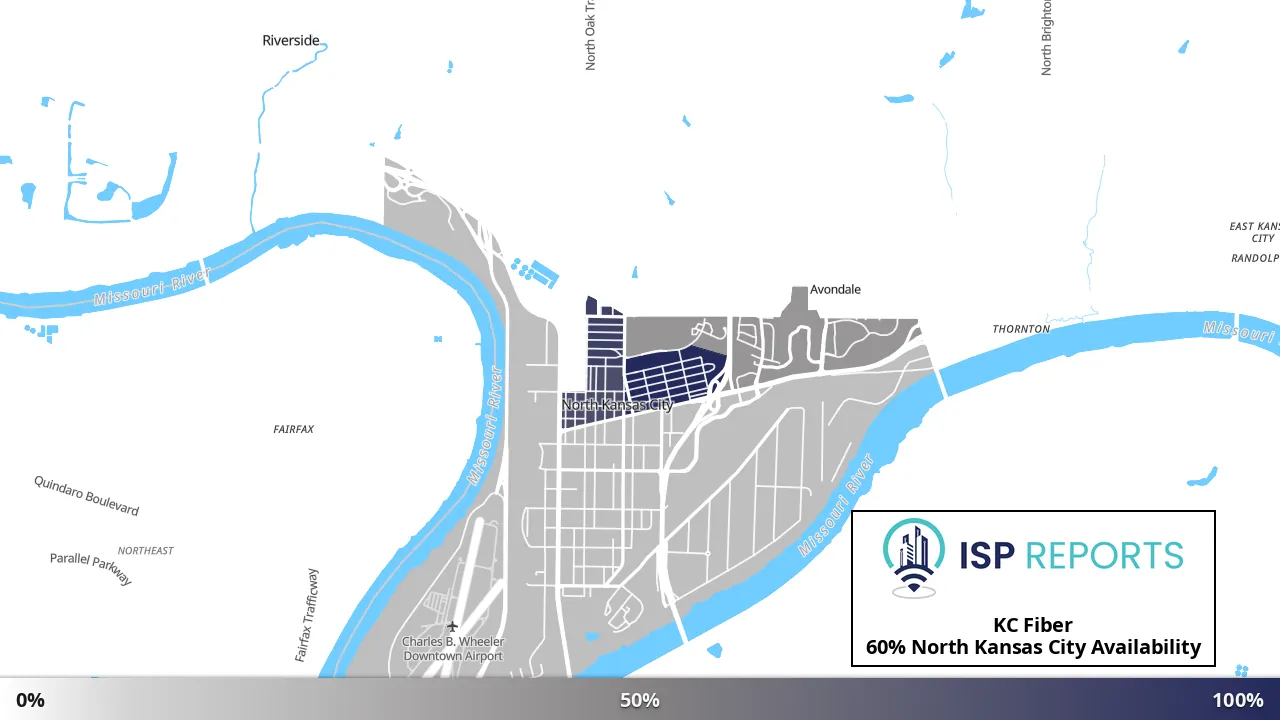 North Kansas City, MO map of internet availability