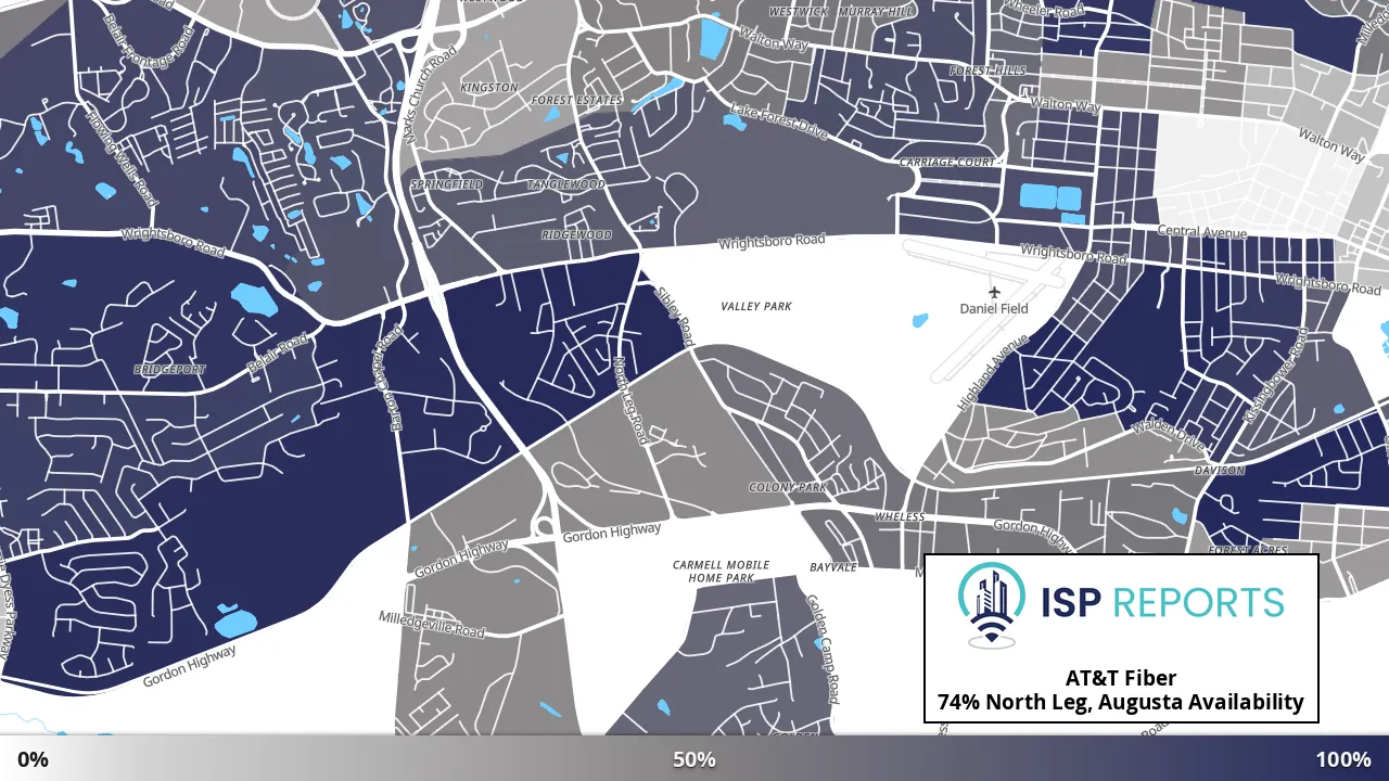 North Leg, Augusta, GA map of internet availability