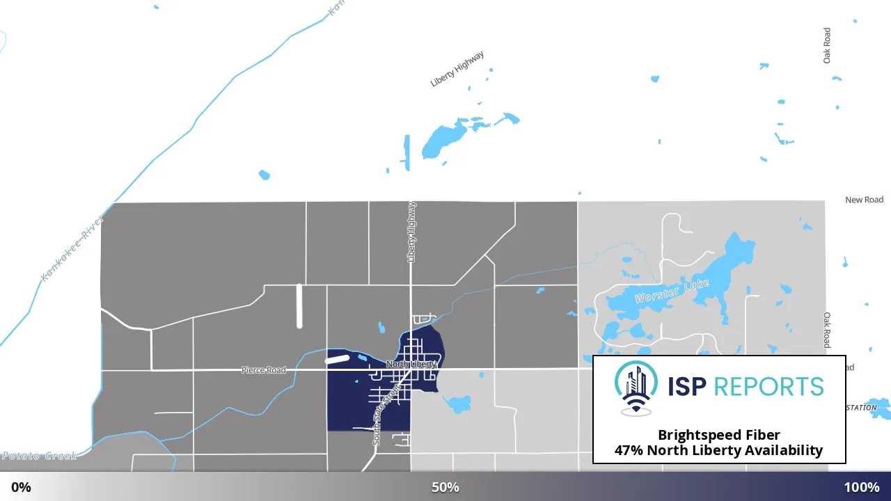 North Liberty, IN map of internet availability