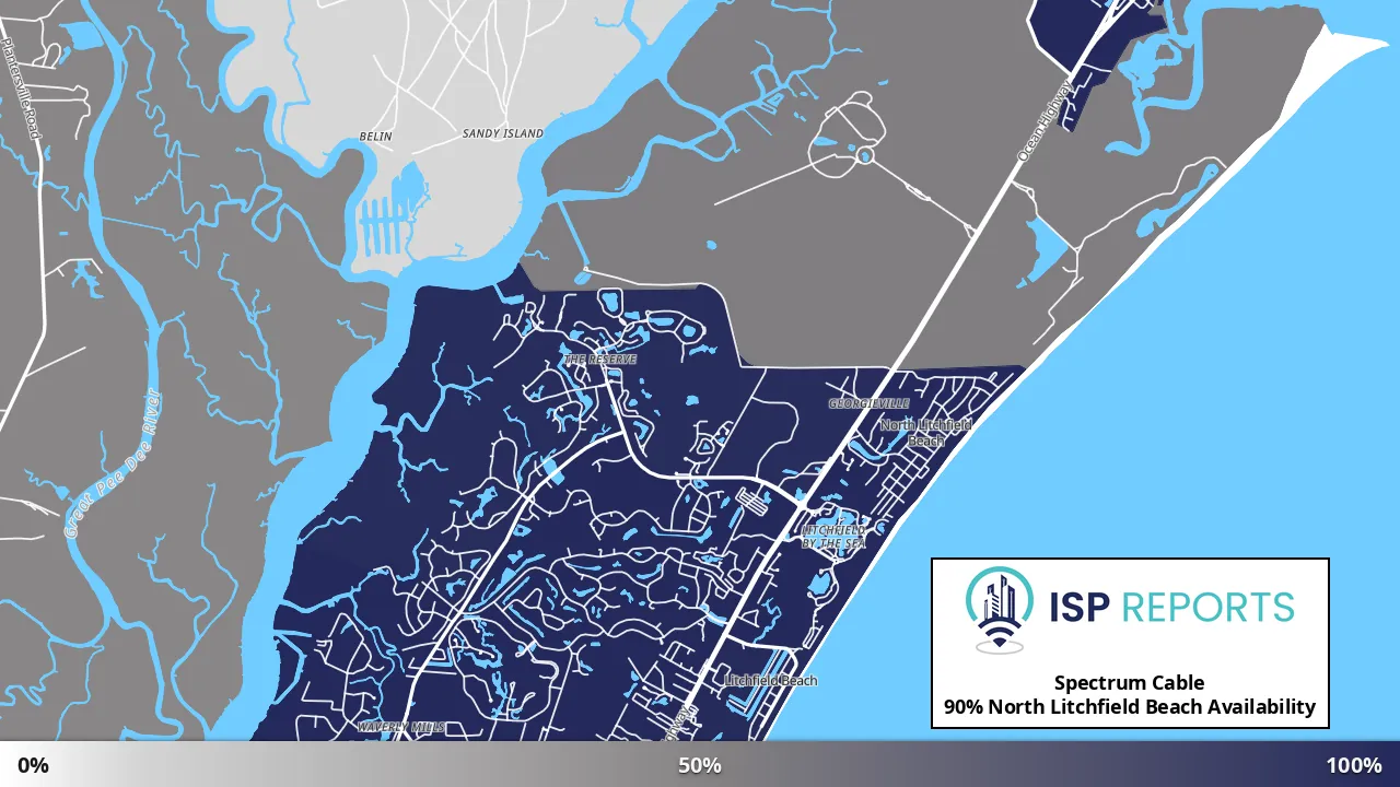 North Litchfield Beach, SC map of internet availability