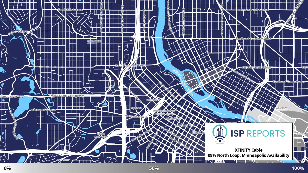 North Loop, Minneapolis, MN map of internet availability