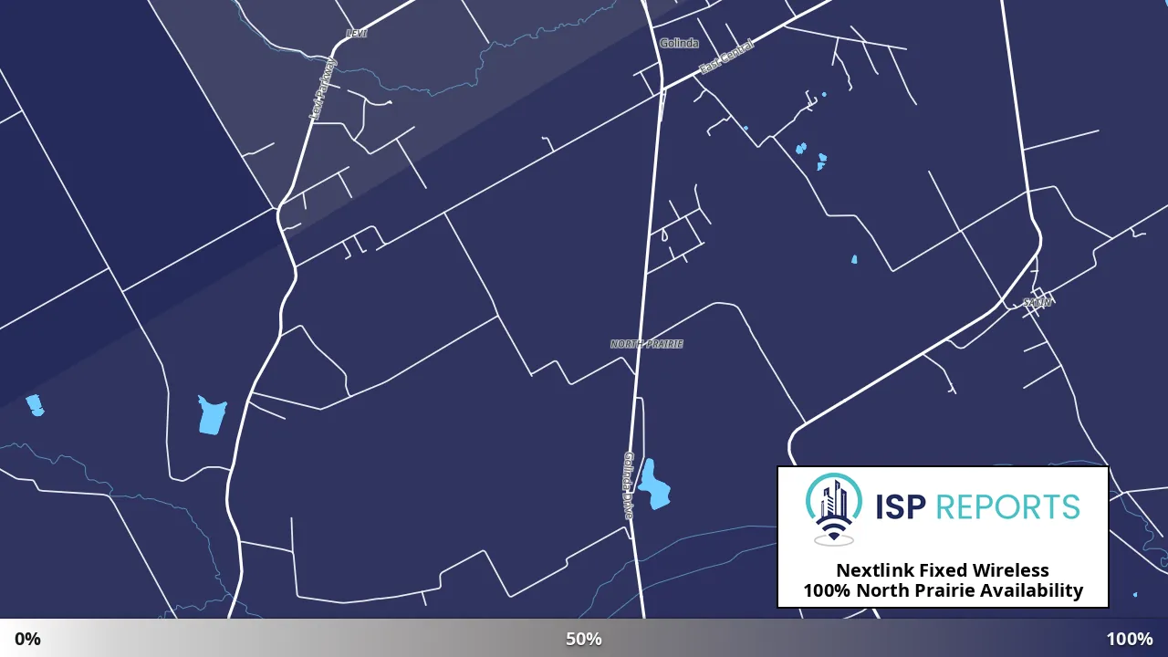 North Prairie, TX map of internet availability